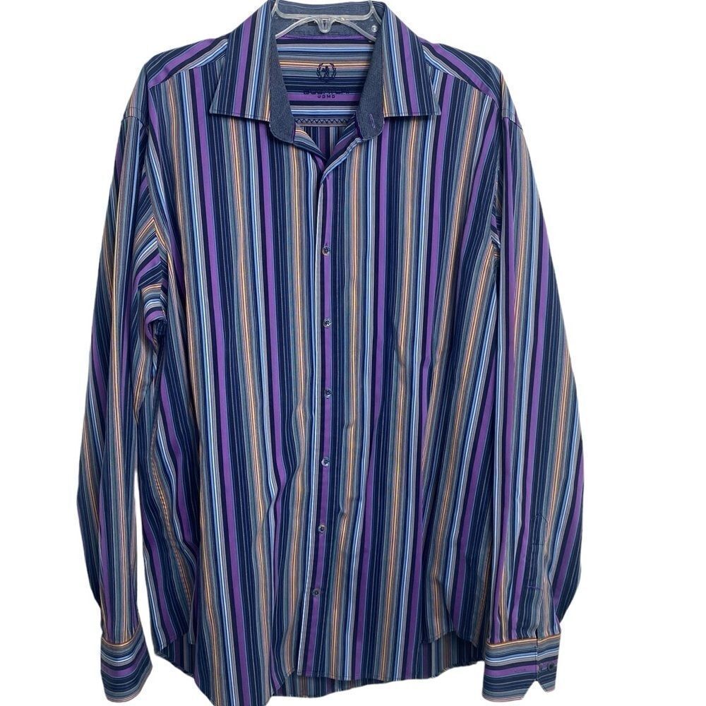 - Bugatchi XL multi colored striped shirt long sleeves button down